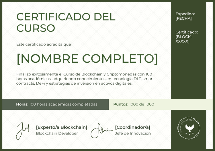 Modelo de certificado de curso inspirador y formal Modelo de certificado de curso inspirador y formal