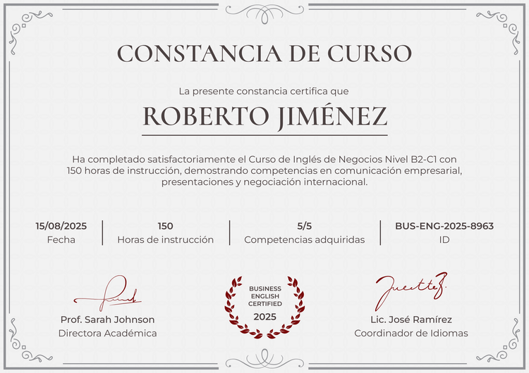 Modelo de certificado de curso formal y armonioso Modelo de certificado de curso formal y armonioso