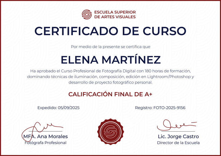 Modelo de certificado de curso minimalista y formal Modelo de certificado de curso minimalista y formal