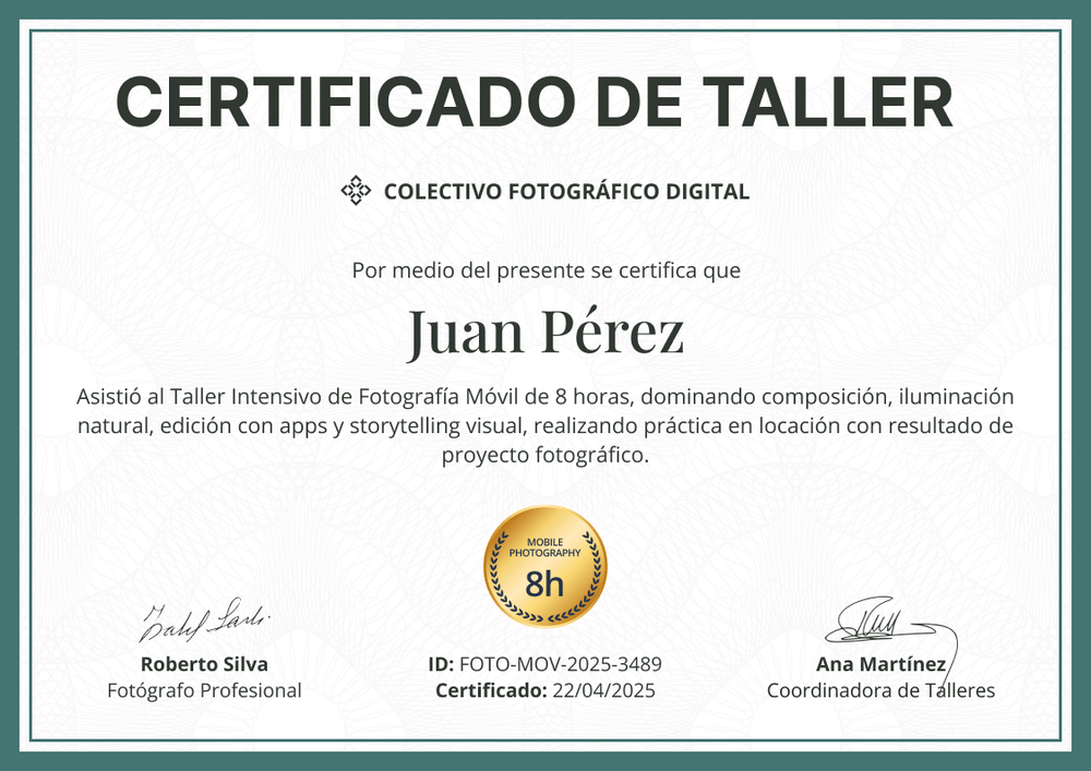 Modelo de certificado de taller flexible y profesional – Horizontal Modelo de certificado de taller flexible y profesional – Horizontal