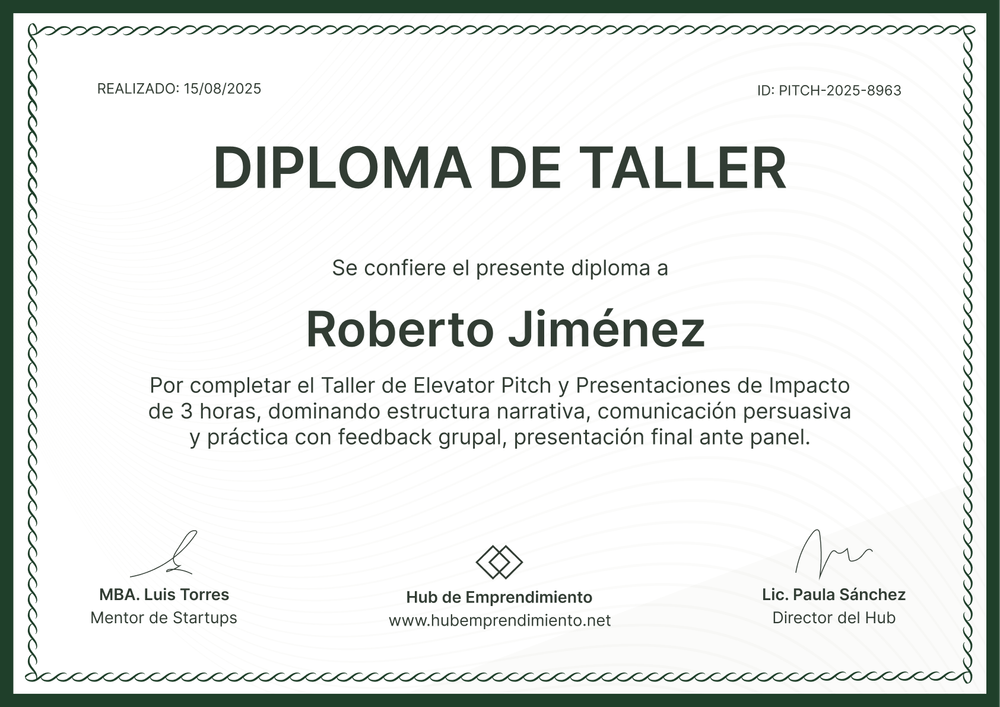 Modelo de certificado de taller sencillo y profesional – Horizontal Modelo de certificado de taller sencillo y profesional – Horizontal