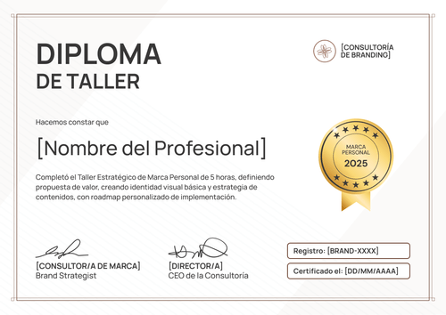 Constancia de taller elegante y profesional – Horizontal Constancia de taller elegante y profesional – Horizontal