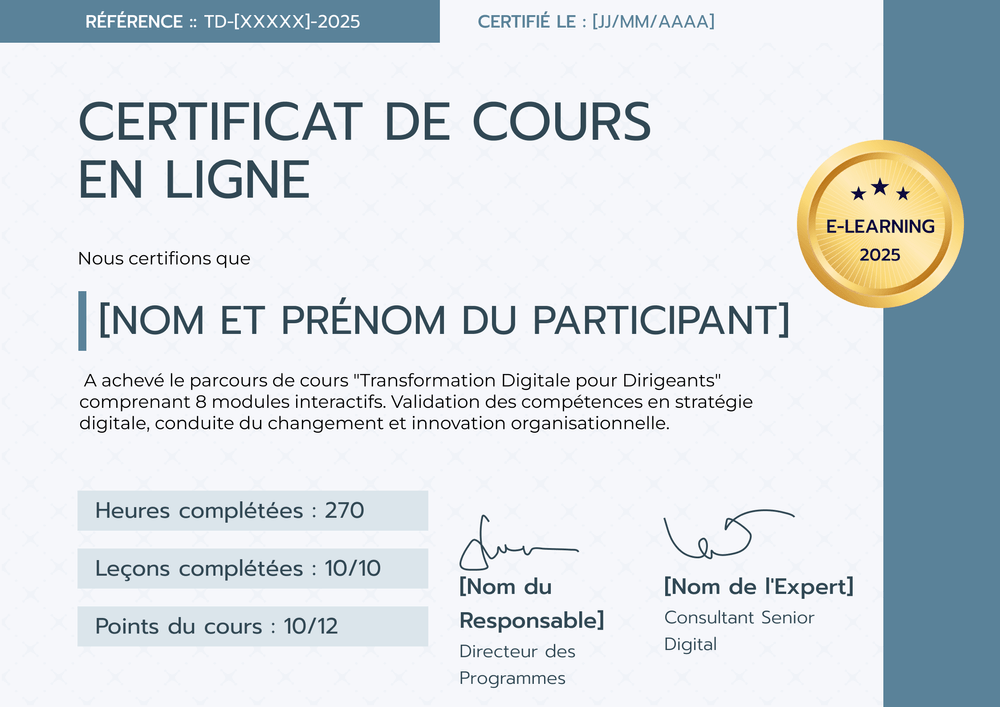 Modèle certificat de cours polyvalent – Paysage Modèle certificat de cours polyvalent – Paysage