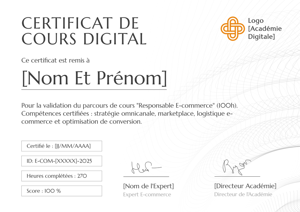 Modèle certificat de cours esthétique – Paysage Modèle certificat de cours esthétique – Paysage