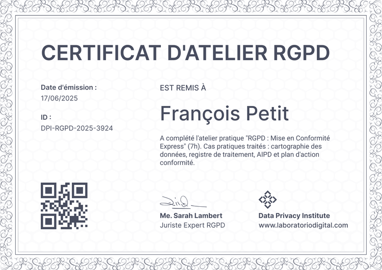 Certificat atelier raffiné et professionnel Certificat atelier raffiné et professionnel