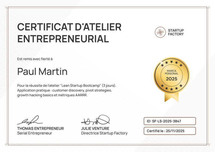 Certificat atelier imprimable et professionnel Certificat atelier imprimable et professionnel
