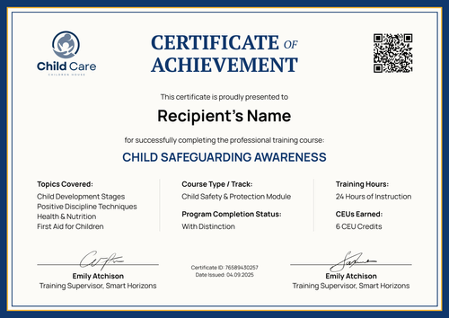 Free Child Care Certificate Template – Landscape Free Child Care Certificate Template – Landscape