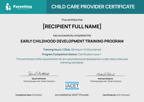 Child Care Certificate Template – Landscape Child Care Certificate Template – Landscape