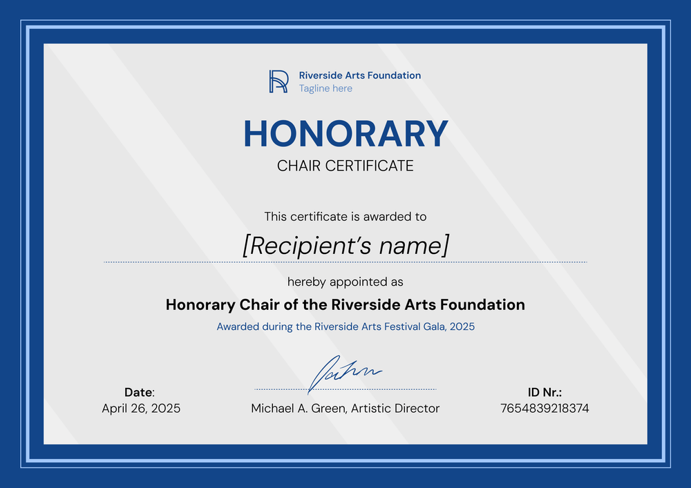 Blue Honorary Certificate Template – Landscape Blue Honorary Certificate Template – Landscape