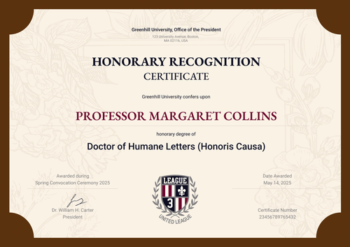 Distinguished Honorary Certificate Template in Brown - Landscape Distinguished Honorary Certificate Template in Brown - Landscape