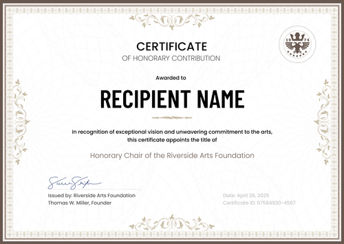Gentle Honorary Certificate Template - Landscape Gentle Honorary Certificate Template - Landscape