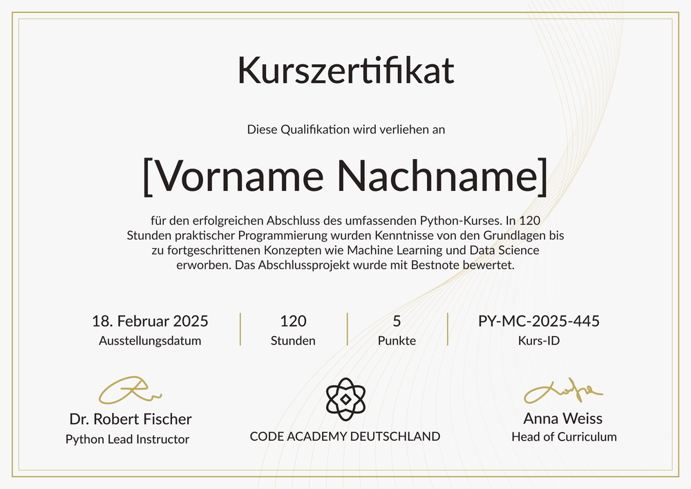 Kurszertifikat Vorlage – Querformat Kurszertifikat Vorlage – Querformat