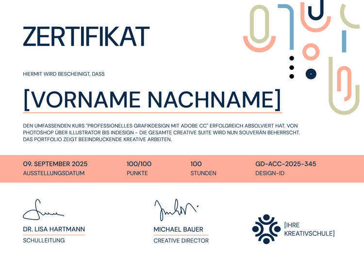 Auffallende moderne Kurszertifikat Vorlage Auffallende moderne Kurszertifikat Vorlage