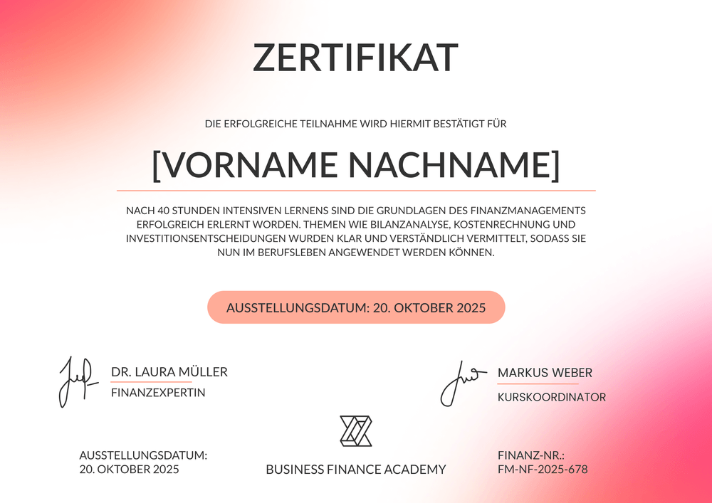 Kurszertifikat Vorlage – Querformat Kurszertifikat Vorlage – Querformat