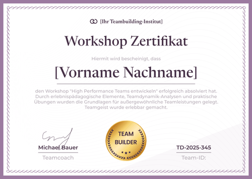 Team Development Zertifikat Workshop Vorlage gratis erstellen - Querformat Team Development Zertifikat Workshop Vorlage gratis erstellen - Querformat