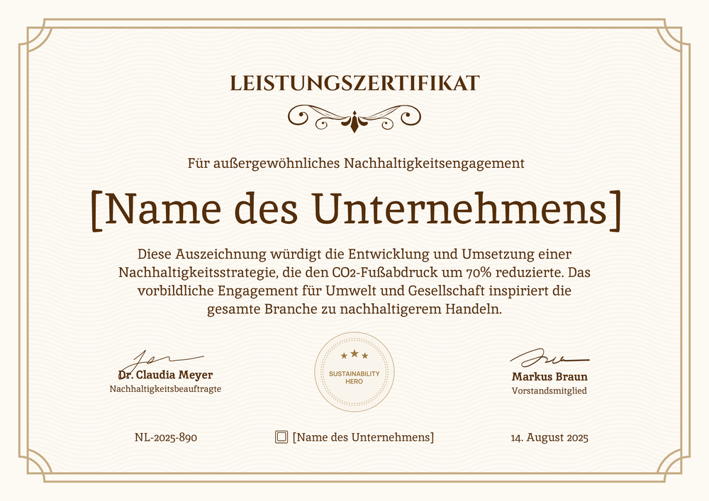 Formelle Leistungszertifikat Vorlage – Querformat Formelle Leistungszertifikat Vorlage – Querformat
