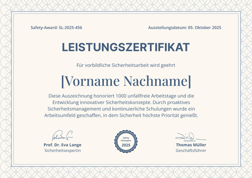 Leistungszertifikat Vorlage im edlen Design – Querformat Leistungszertifikat Vorlage im edlen Design – Querformat