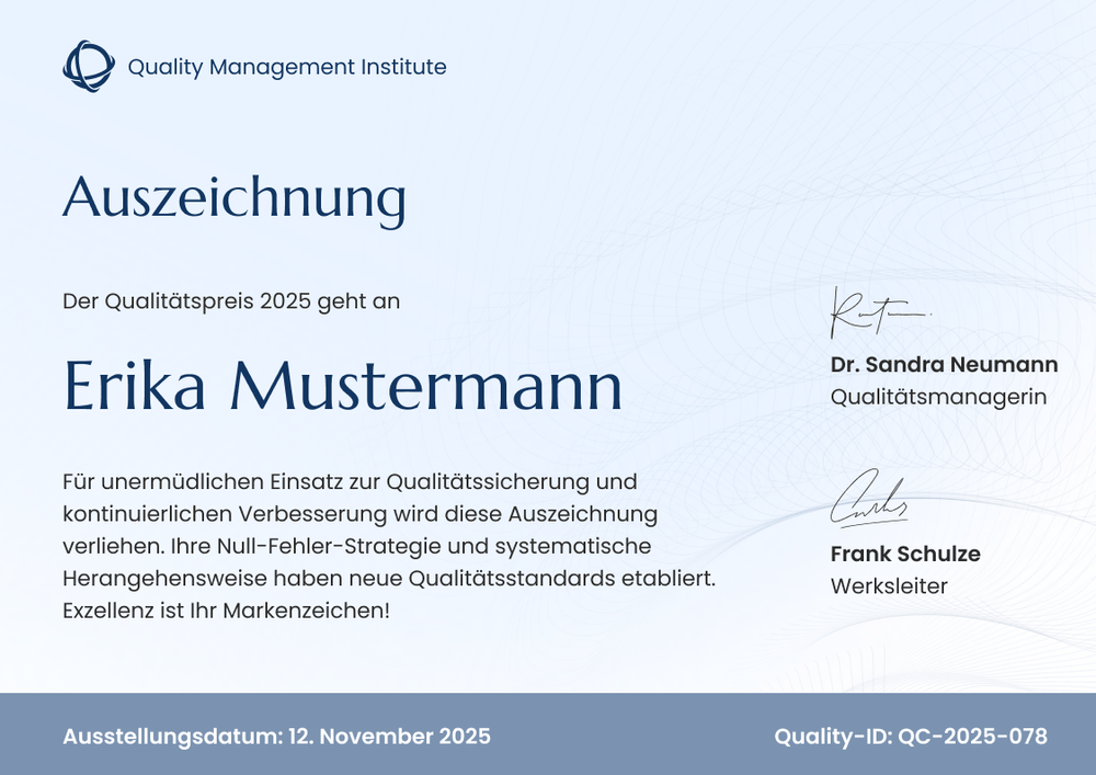 Auszeichnung Vorlage für Ehrenamt & Qualität – Querformat Auszeichnung Vorlage für Ehrenamt & Qualität – Querformat