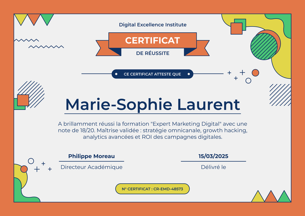 Certificat de réussite modèle moderne – Paysage Certificat de réussite modèle moderne – Paysage