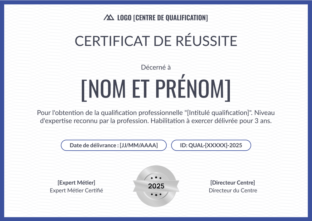 Certificat de réussite modèle épuré – Paysage Certificat de réussite modèle épuré – Paysage