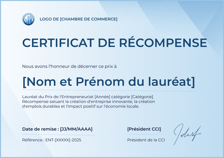Modèle de certificat de récompense soigné et simple Modèle de certificat de récompense soigné et simple