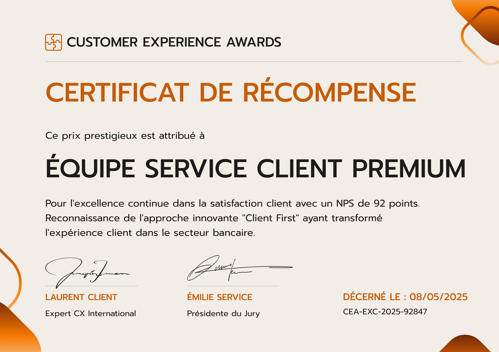 Certificat de récompense unique – Paysage Certificat de récompense unique – Paysage