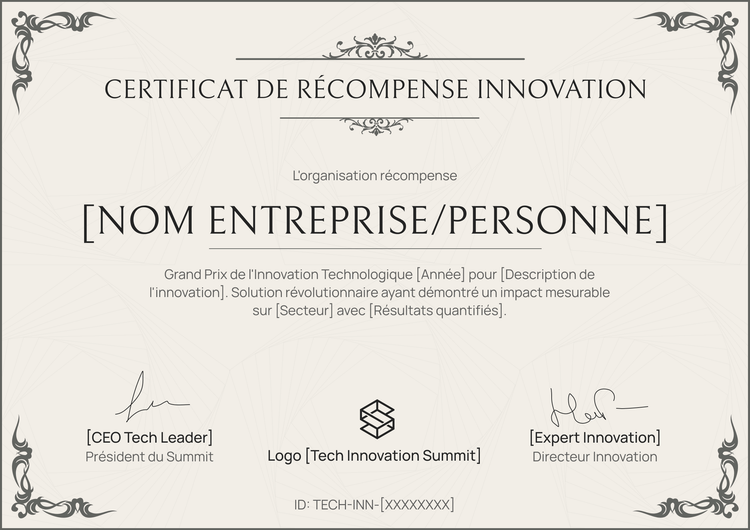 Modèle de certificat de récompense classique et professionnel Modèle de certificat de récompense classique et professionnel