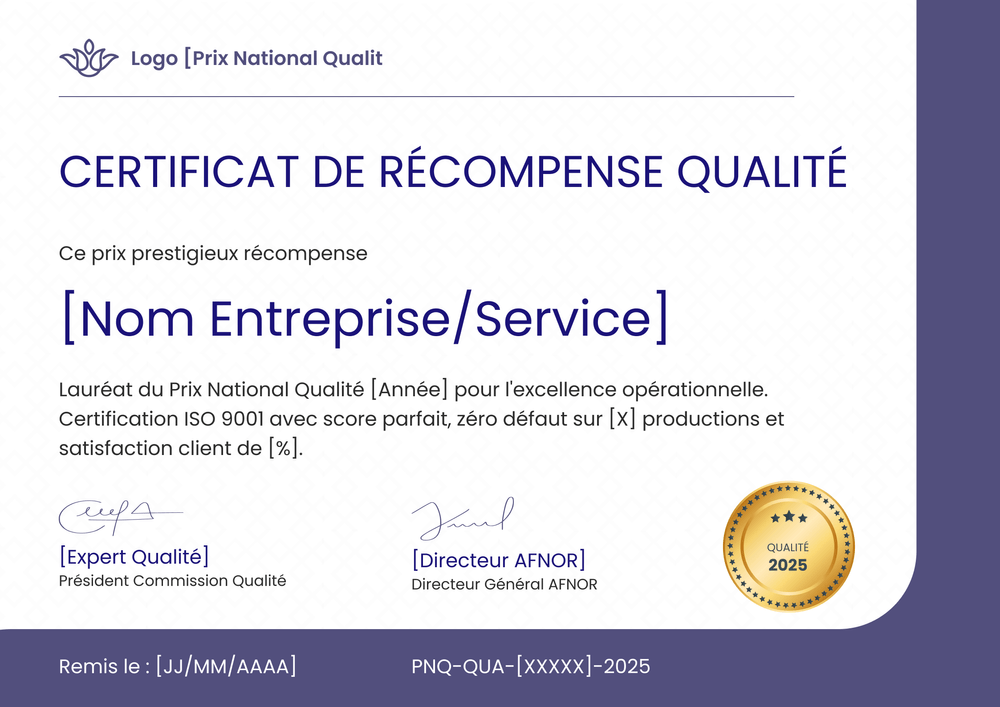 Certificat de récompense fonctionnel – Paysage Certificat de récompense fonctionnel – Paysage
