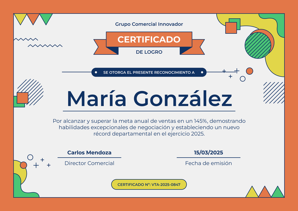 Modelo de certificado de logro colorido y moderno – Horizontal Modelo de certificado de logro colorido y moderno – Horizontal