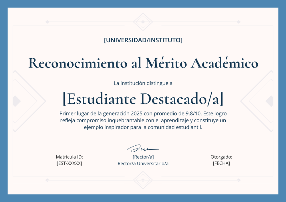 Modelo de certificado de logro académico – Horizontal Modelo de certificado de logro académico – Horizontal