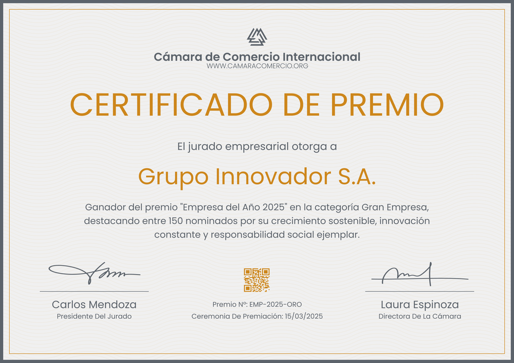 Modelo de certificado de premio práctico – Horizontal Modelo de certificado de premio práctico – Horizontal