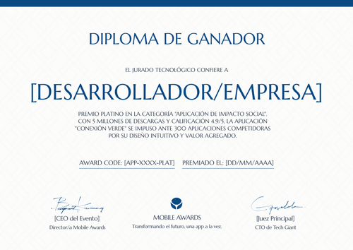 Modelo de certificado de premio azul – Horizontal Modelo de certificado de premio azul – Horizontal