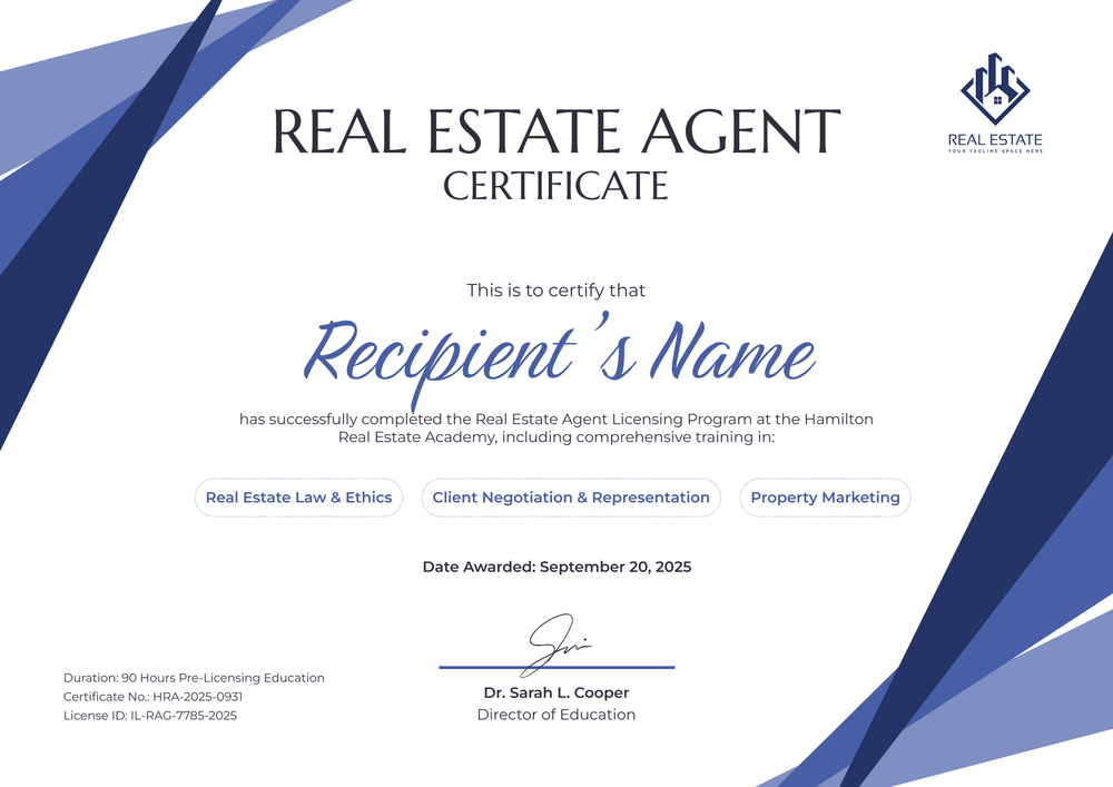 Neutral Real Estate Certificate Template You Can Edit in Minutes - Landscape Neutral Real Estate Certificate Template You Can Edit in Minutes - Landscape
