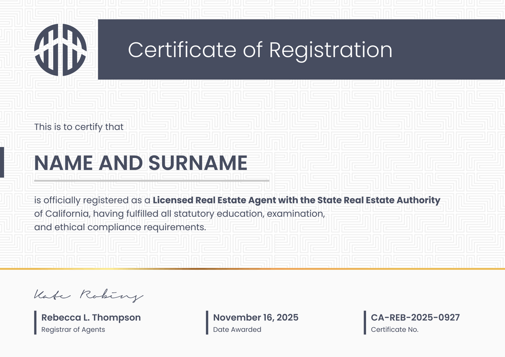 Clean Real Estate Certificate Template - Landscape Clean Real Estate Certificate Template - Landscape