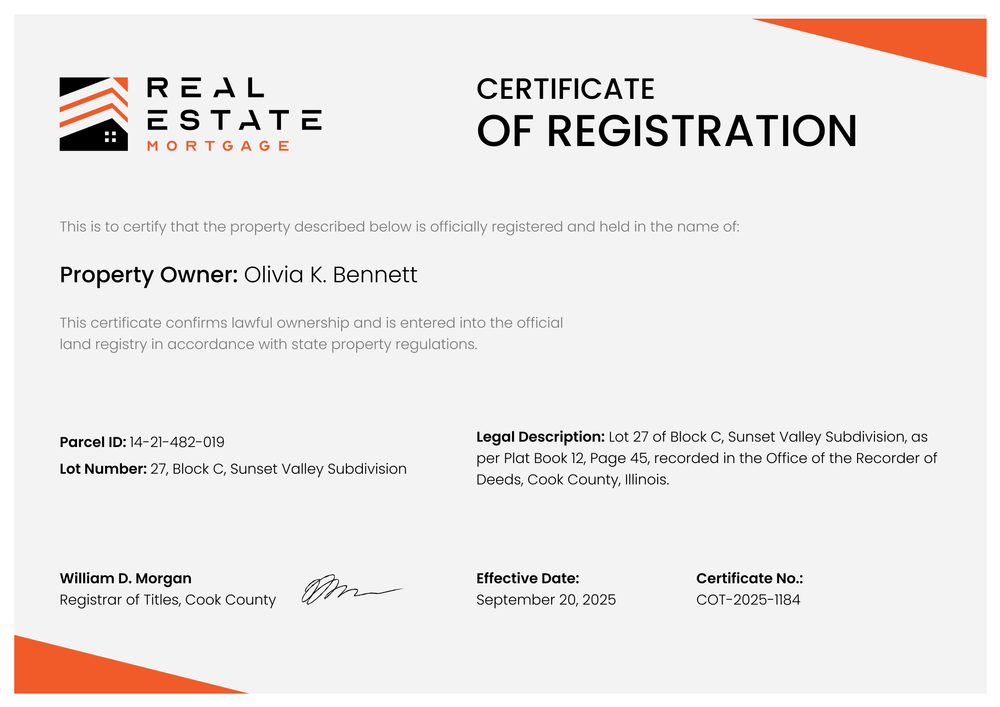 Modern Orange Real Estate Certificate Template - Landscape Modern Orange Real Estate Certificate Template - Landscape