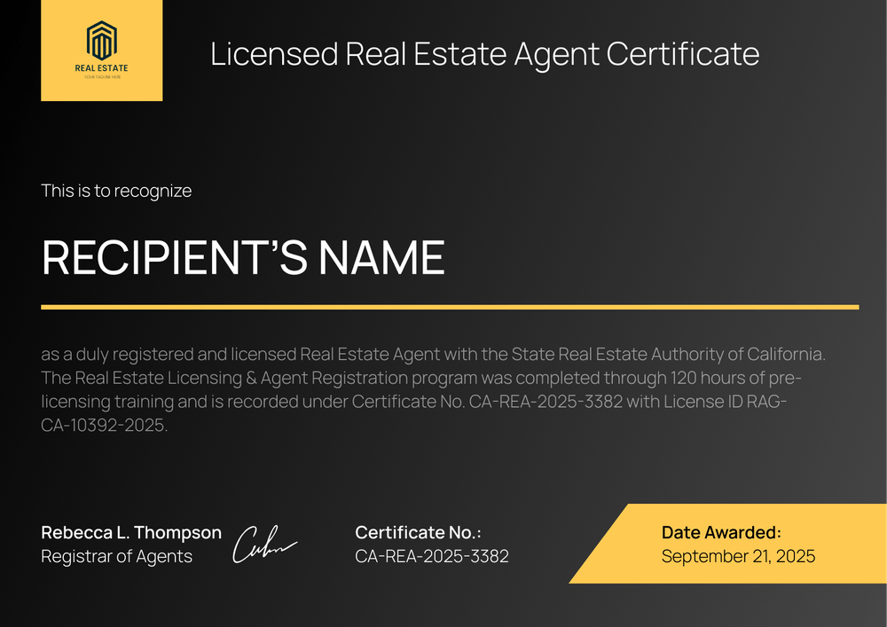 Minimalist Real Estate Certificate Template With a Bright Edge - Landscape Minimalist Real Estate Certificate Template With a Bright Edge - Landscape