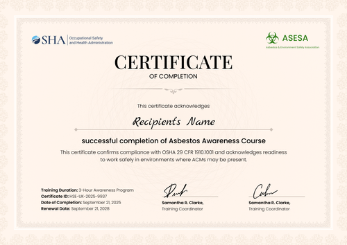 Asbestos Awareness Training Certificate Template – Landscape Asbestos Awareness Training Certificate Template – Landscape