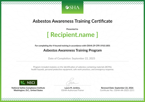 Asbestos Awareness Training Certificate Template – Landscape Asbestos Awareness Training Certificate Template – Landscape