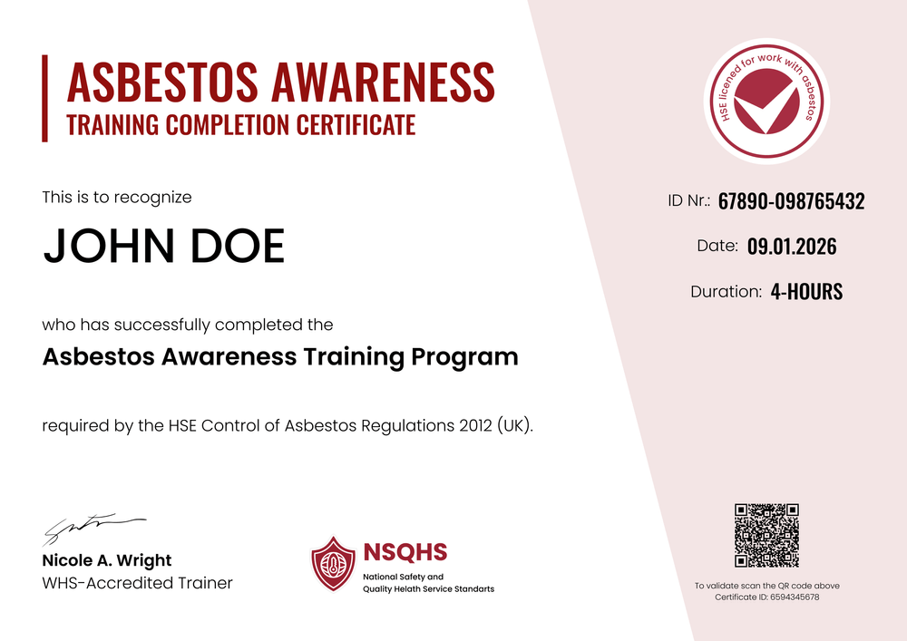 Use this Asbestos Awareness Training Certificate Template Free - Landscape Use this Asbestos Awareness Training Certificate Template Free - Landscape