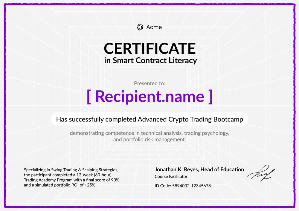 Purple Crypto Trading Certificate Template – Landscape Purple Crypto Trading Certificate Template – Landscape