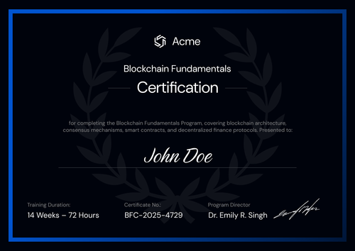 Blue Stylish Crypto Certification Template – Landscape Blue Stylish Crypto Certification Template – Landscape