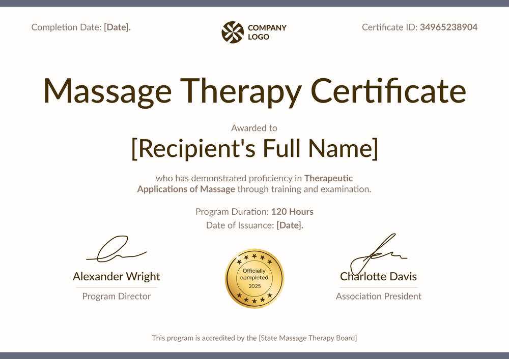 Use This Massage Therapist Certificate Template for Free - Landscape Use This Massage Therapist Certificate Template for Free - Landscape