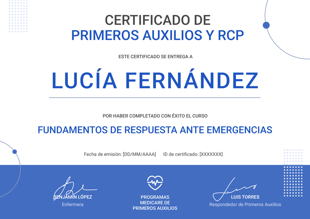 Modelo de certificado de primeros auxilios profesional y minimalista - Horizontal Modelo de certificado de primeros auxilios profesional y minimalista - Horizontal