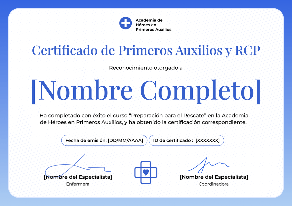 Modelo de certificado de primeros auxilios moderno y profesional - Horizontal Modelo de certificado de primeros auxilios moderno y profesional - Horizontal