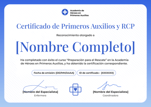 Modelo de certificado de primeros auxilios moderno y profesional - Horizontal Modelo de certificado de primeros auxilios moderno y profesional - Horizontal