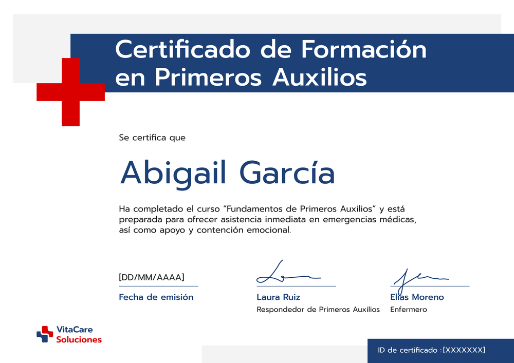 Modelo de certificado de primeros auxilios clásico y profesional - Horizontal Modelo de certificado de primeros auxilios clásico y profesional - Horizontal