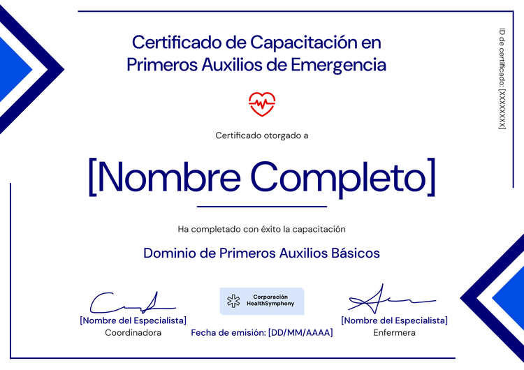 Modelo de certificado de primeros auxilios geométrico y profesional Modelo de certificado de primeros auxilios geométrico y profesional