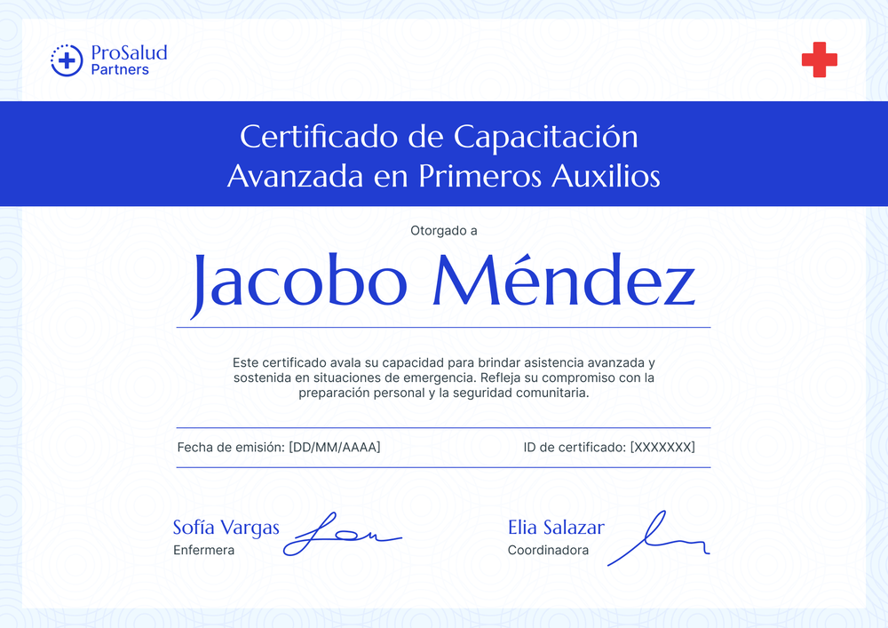 Modelo de certificado de primeros auxilios profesional y sutil - Horizontal Modelo de certificado de primeros auxilios profesional y sutil - Horizontal