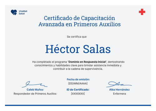 Reconoce con modelo de certificado de primeros auxilios experto - Horizontal Reconoce con modelo de certificado de primeros auxilios experto - Horizontal