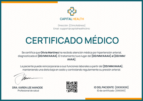 Modelo de certificado médico profesional – Horizontal Modelo de certificado médico profesional – Horizontal